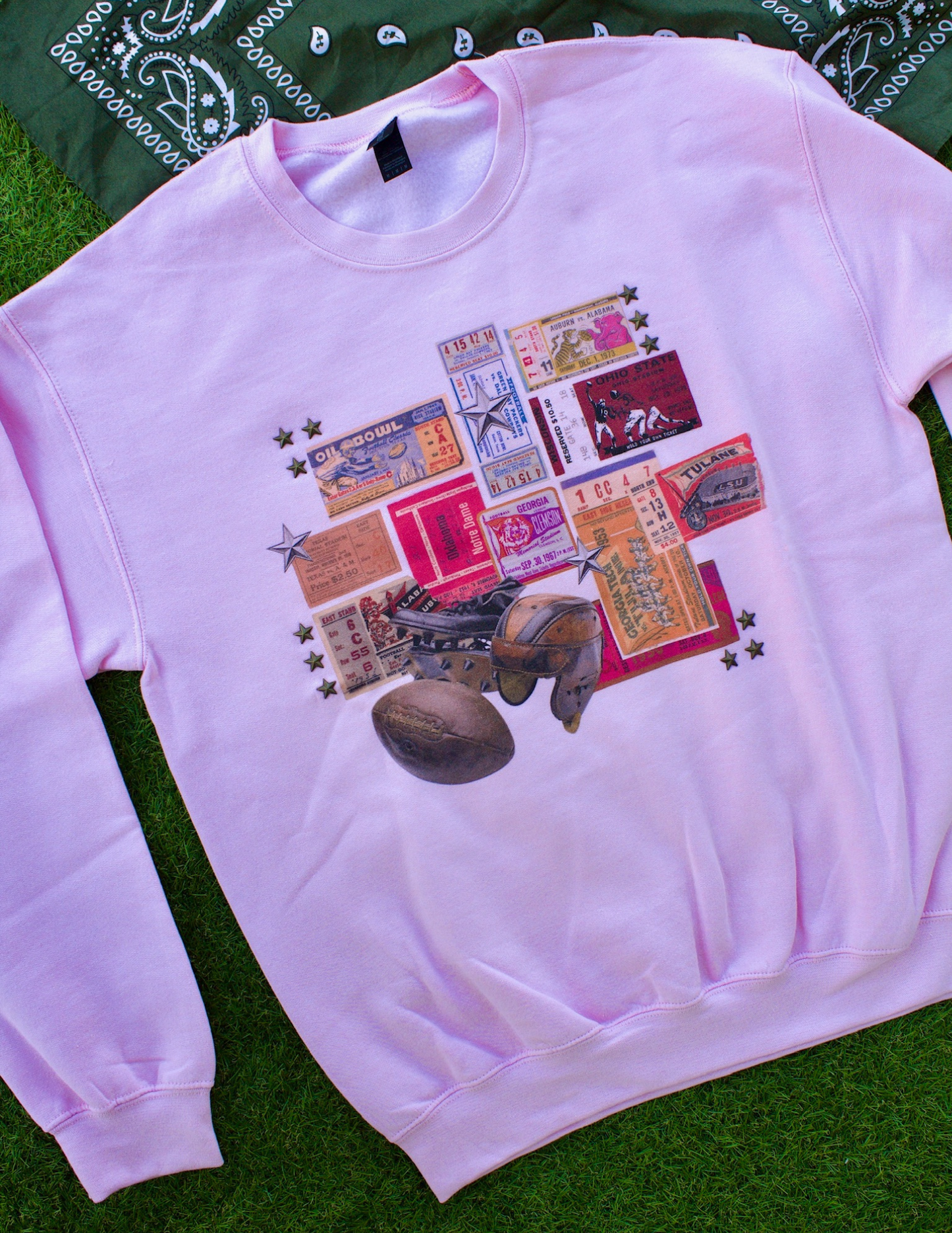 FOOTBALL TICKET COLLAGE TEE | CREWNECK