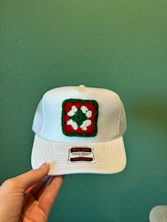 NUTCRACKER - WHITE TRUCKER WITH MULTI GRANNY SQUARE