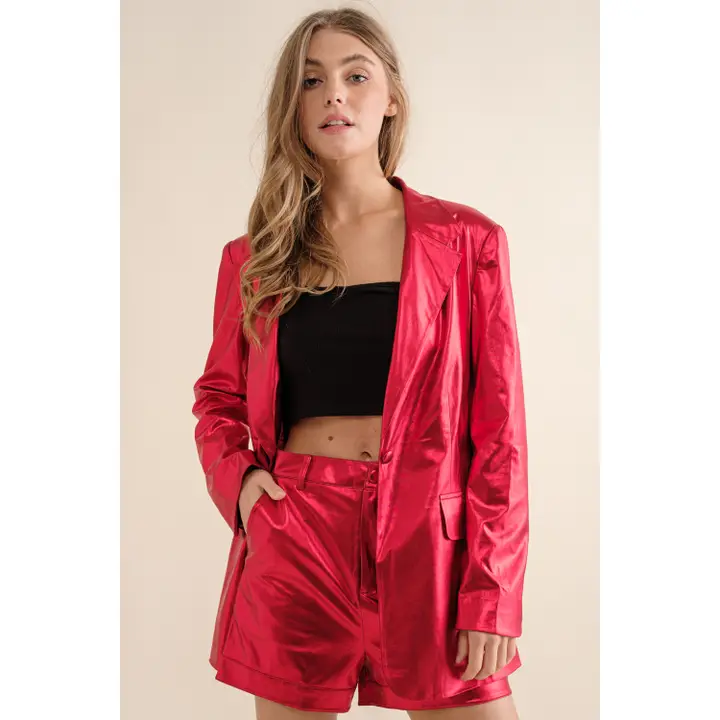 NUTCRACKER - SLEEK METALLIC SINGLE BLAZER WITH MATCHING SHORTS