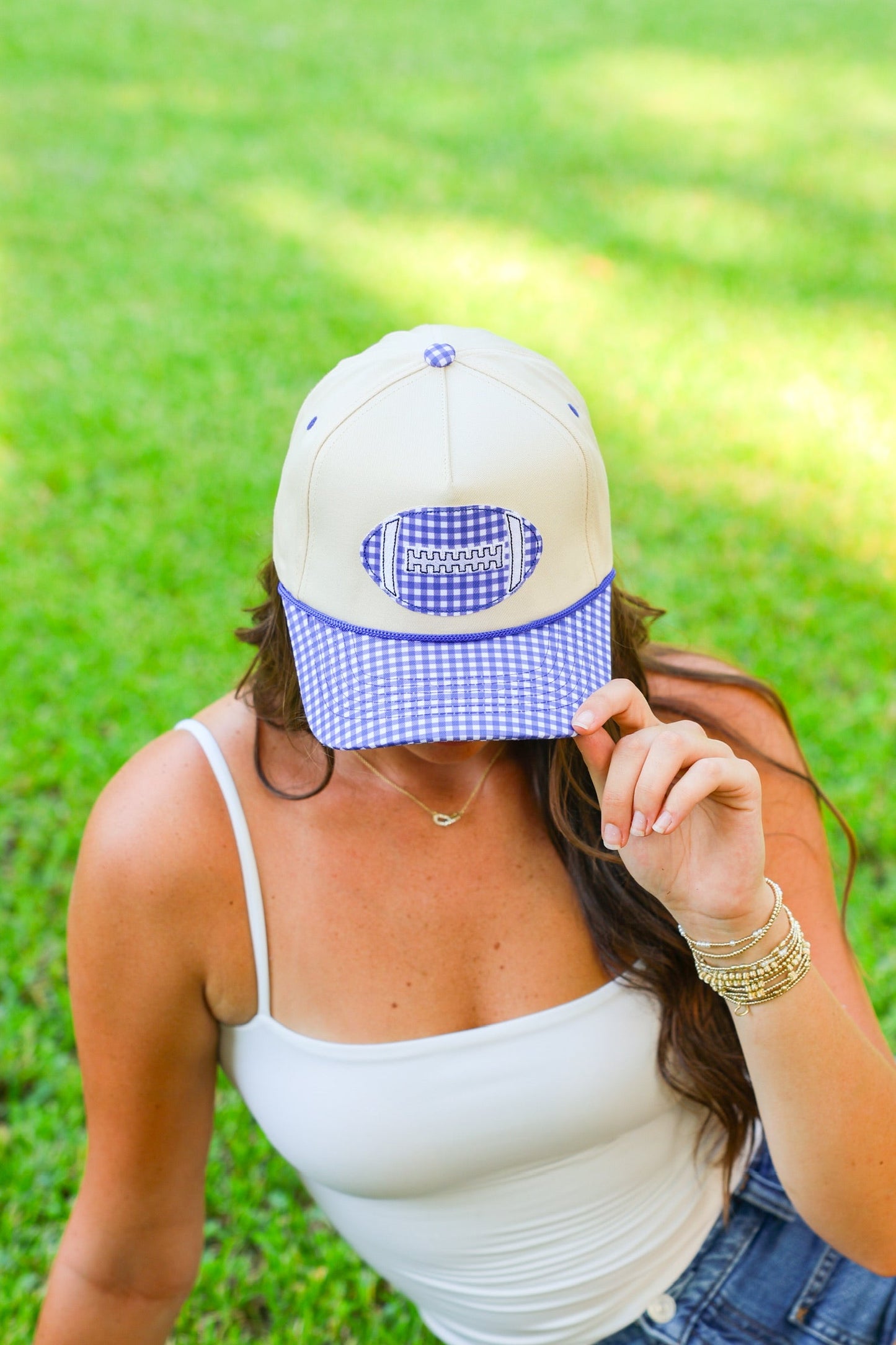GINGHAM FOOTBALL CANVAS CAP