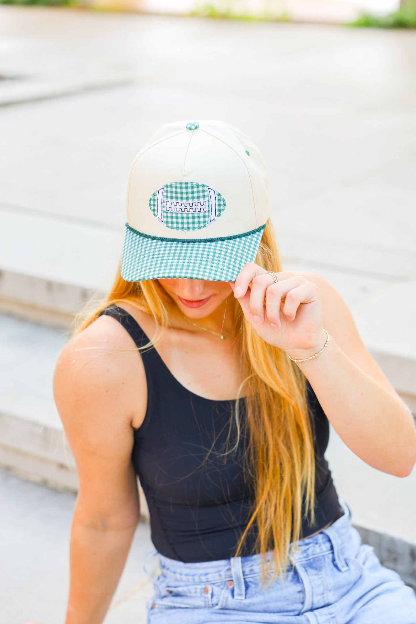 GINGHAM FOOTBALL CANVAS CAP