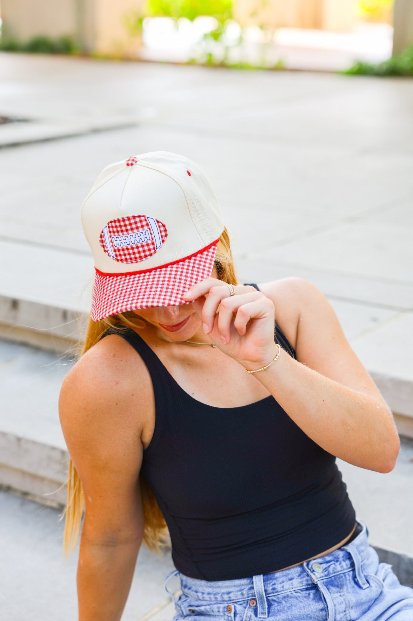GINGHAM FOOTBALL CANVAS CAP