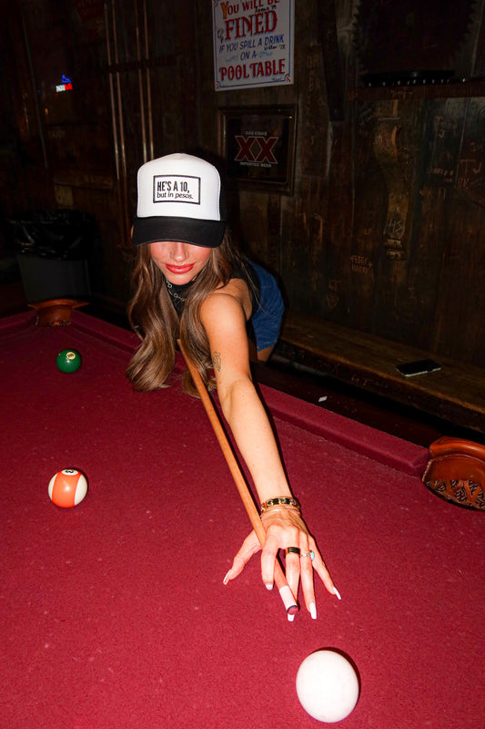 HE'S A 10, BUT IN PESOS TRUCKER HAT