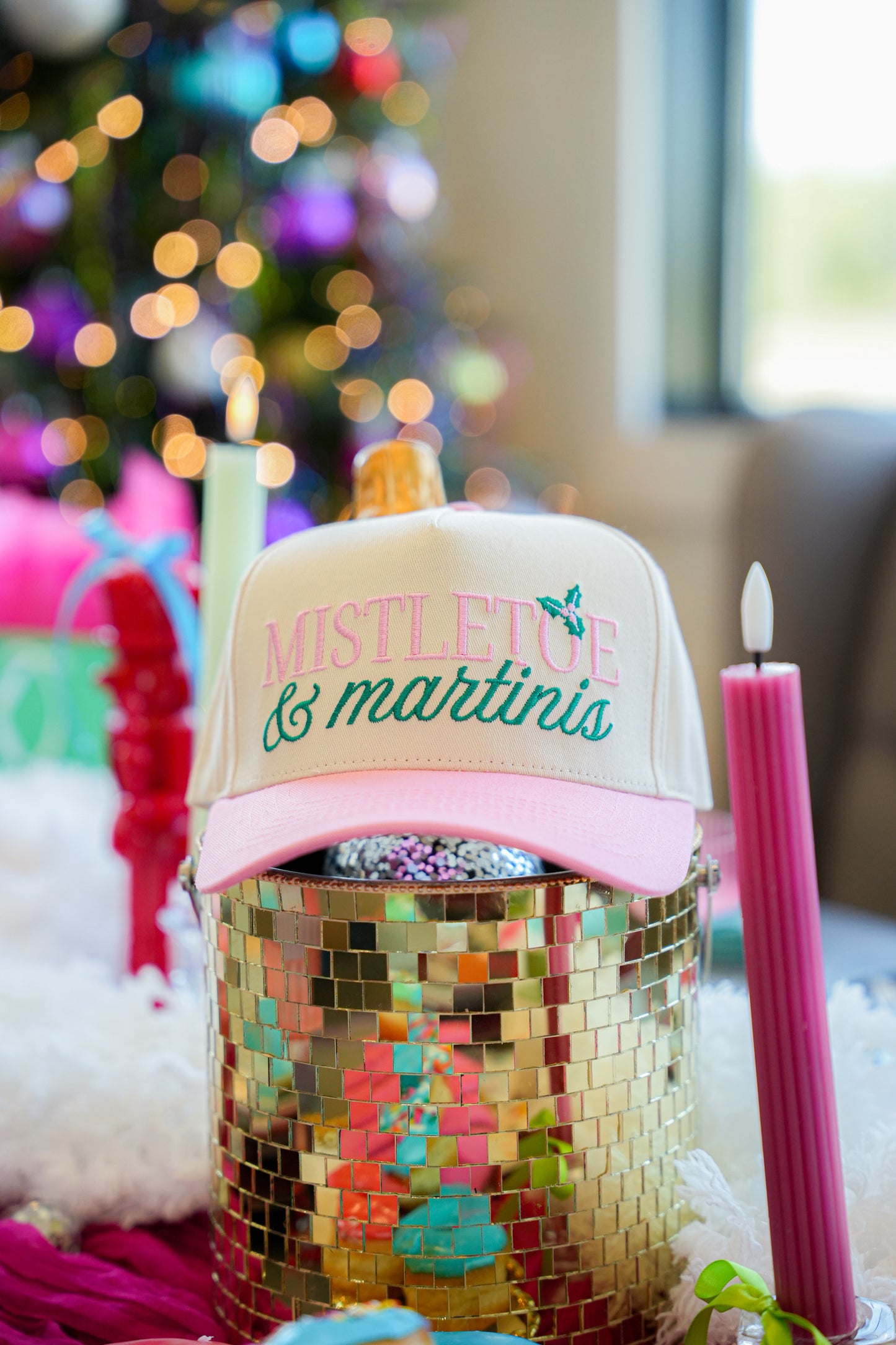 MISTLETOE & MARTINIS CANVAS CAP