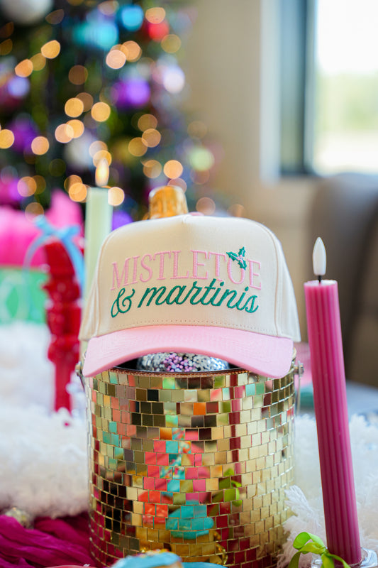 MISTLETOE & MARTINIS CANVAS CAP