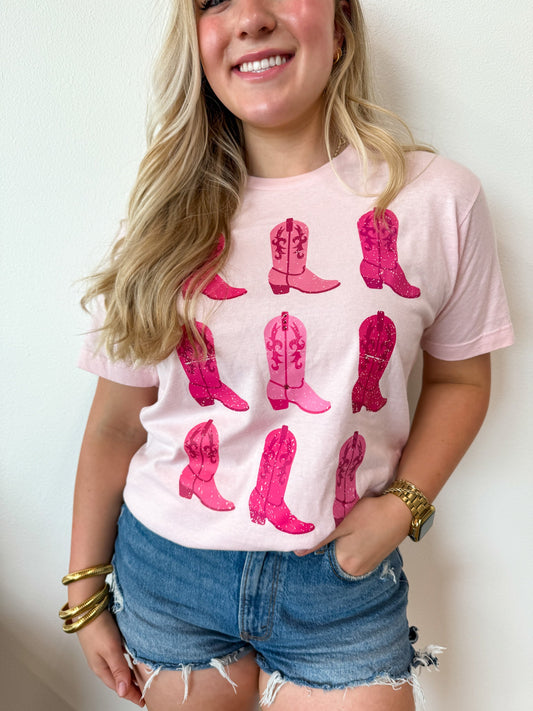PINK COWGIRLS BOOTS TEE