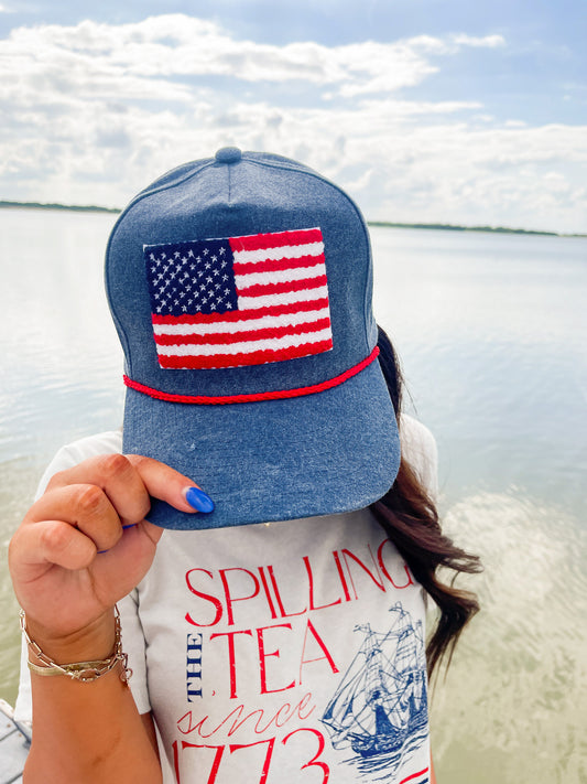 AMERICAN FLAG CANVAS CAP