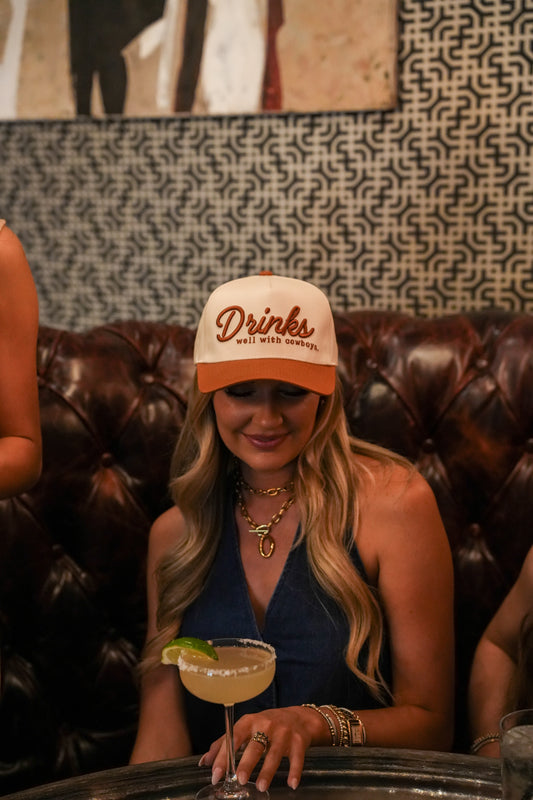 DRINKS WELL WITH COWBOYS CANVAS CAP