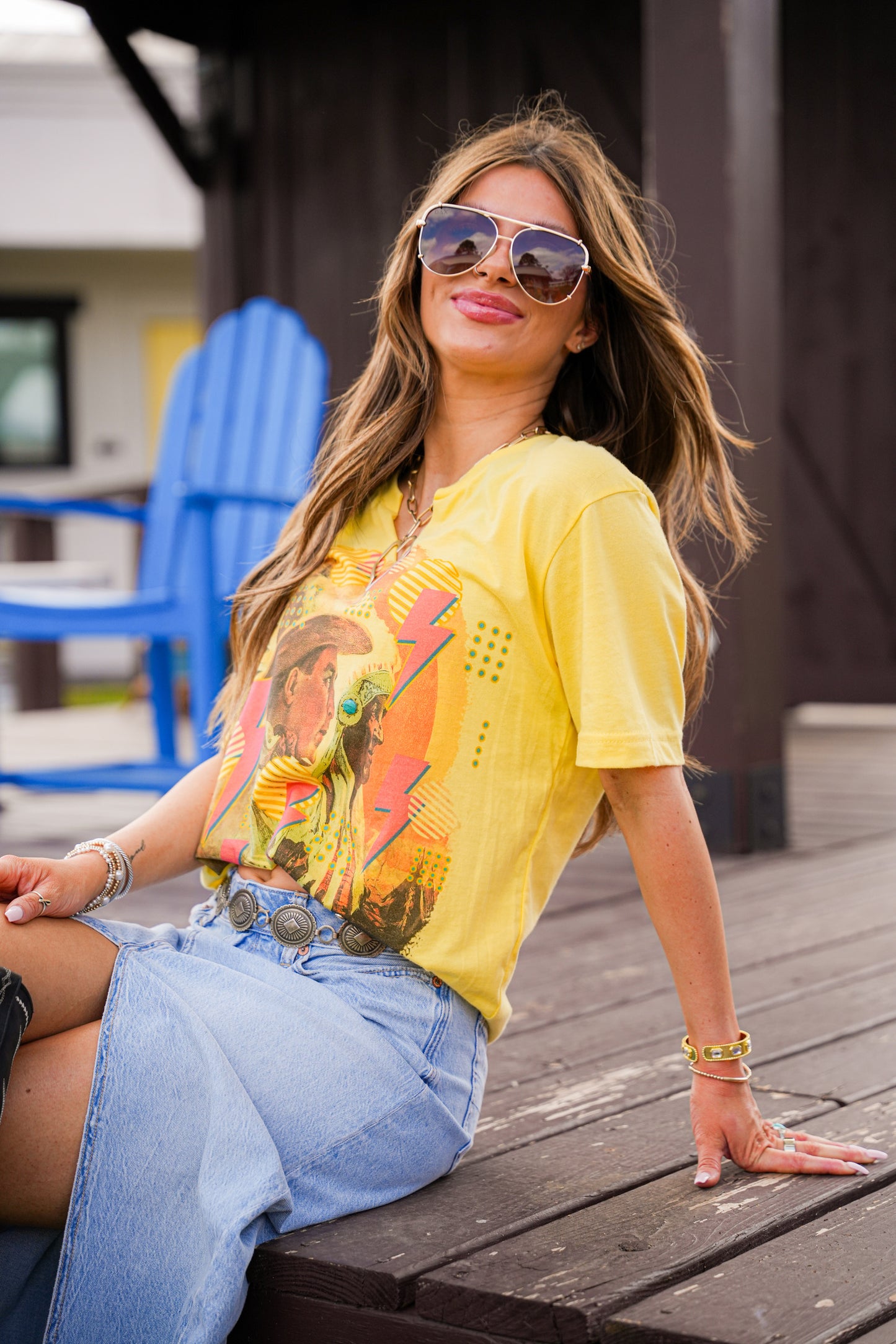 GINA PINK LABEL LIGHTNING COWBOY TEE
