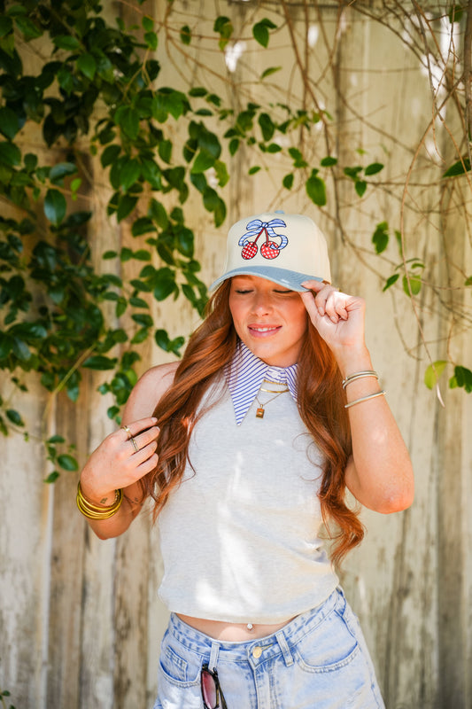 PATRIOTIC CHERRIES CANVAS CAP