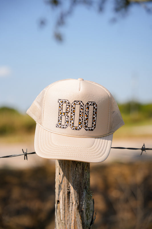 BOO LEOPARD TRUCKER HAT