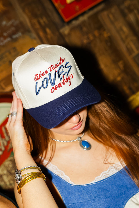 LIKES TEQUILA LOVES COWBOYS CANVAS CAP