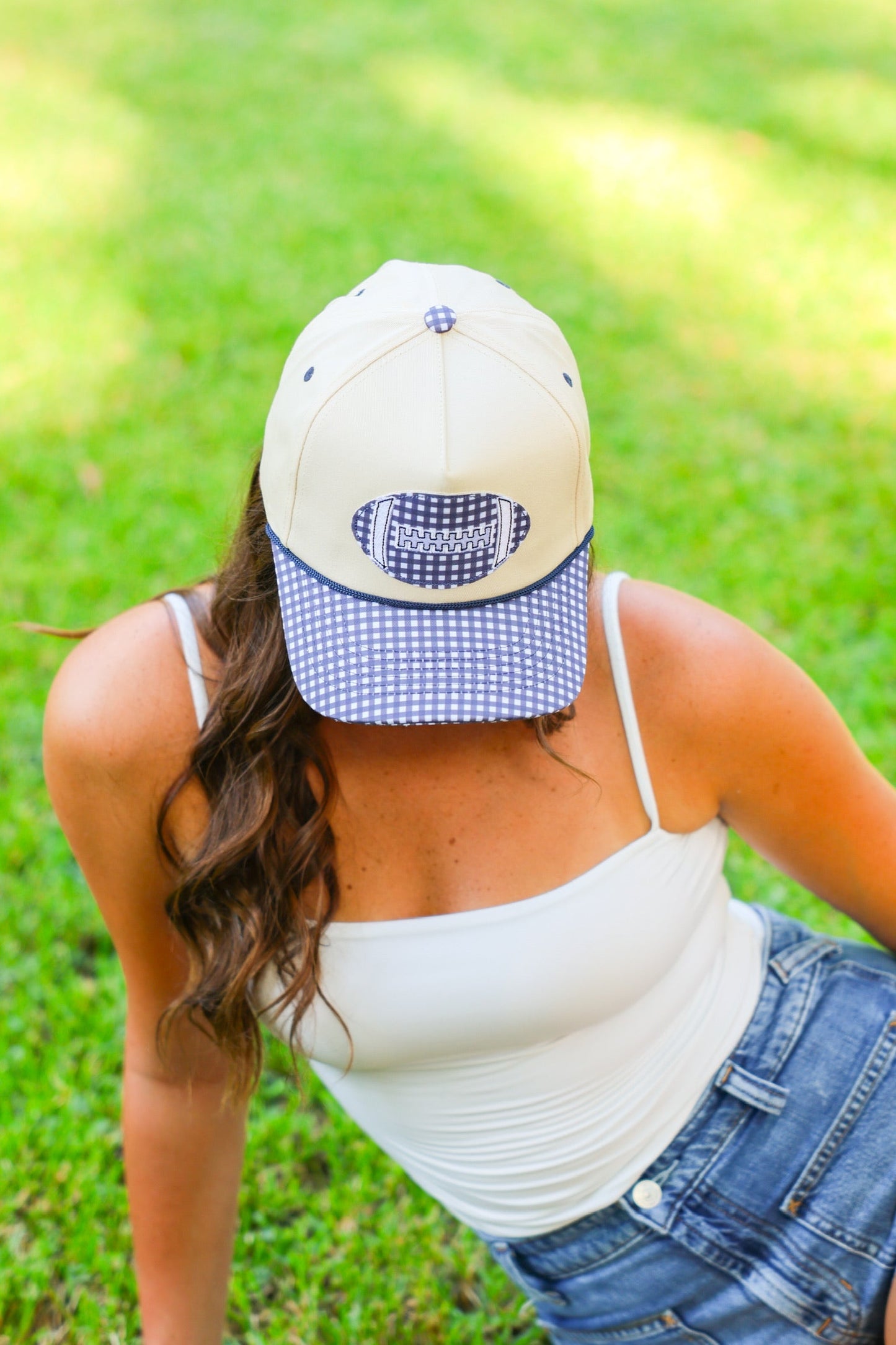 GINGHAM FOOTBALL CANVAS CAP