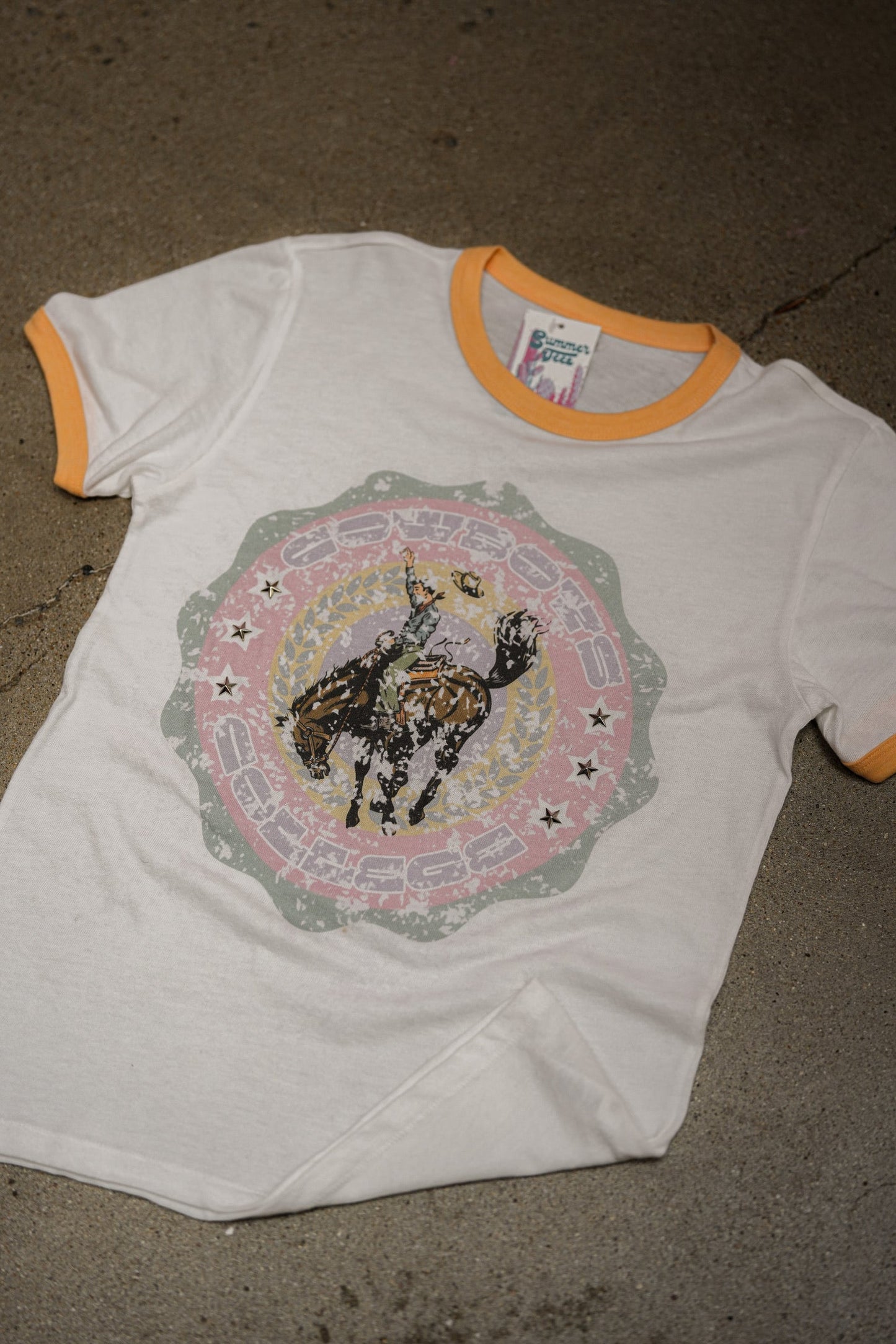 GINA COWBOY COLLEGE RINGER TEE