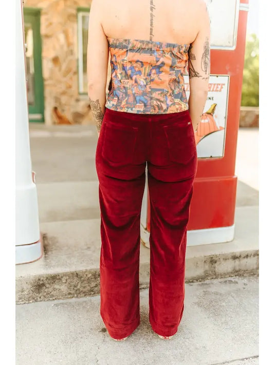 NUTCRACKER - WINE CORDUROY MID RISE TROUSER STRETCH JEANS