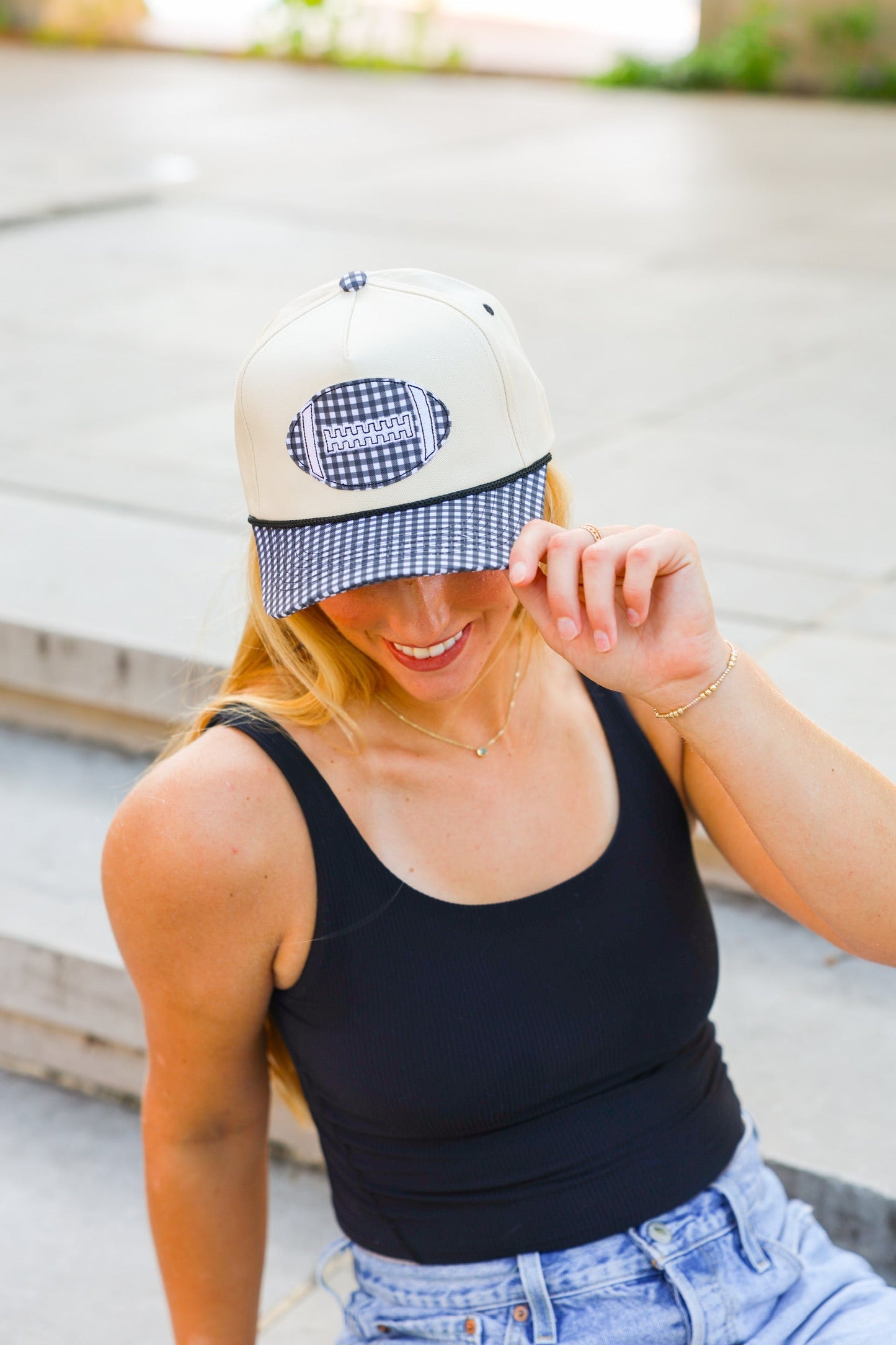 GINGHAM FOOTBALL CANVAS CAP
