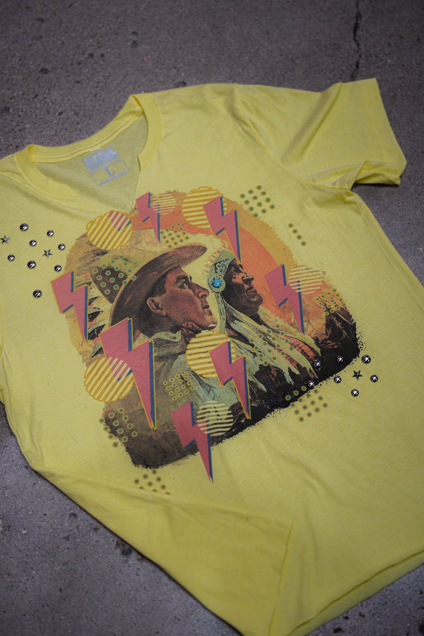 GINA PINK LABEL LIGHTNING COWBOY TEE