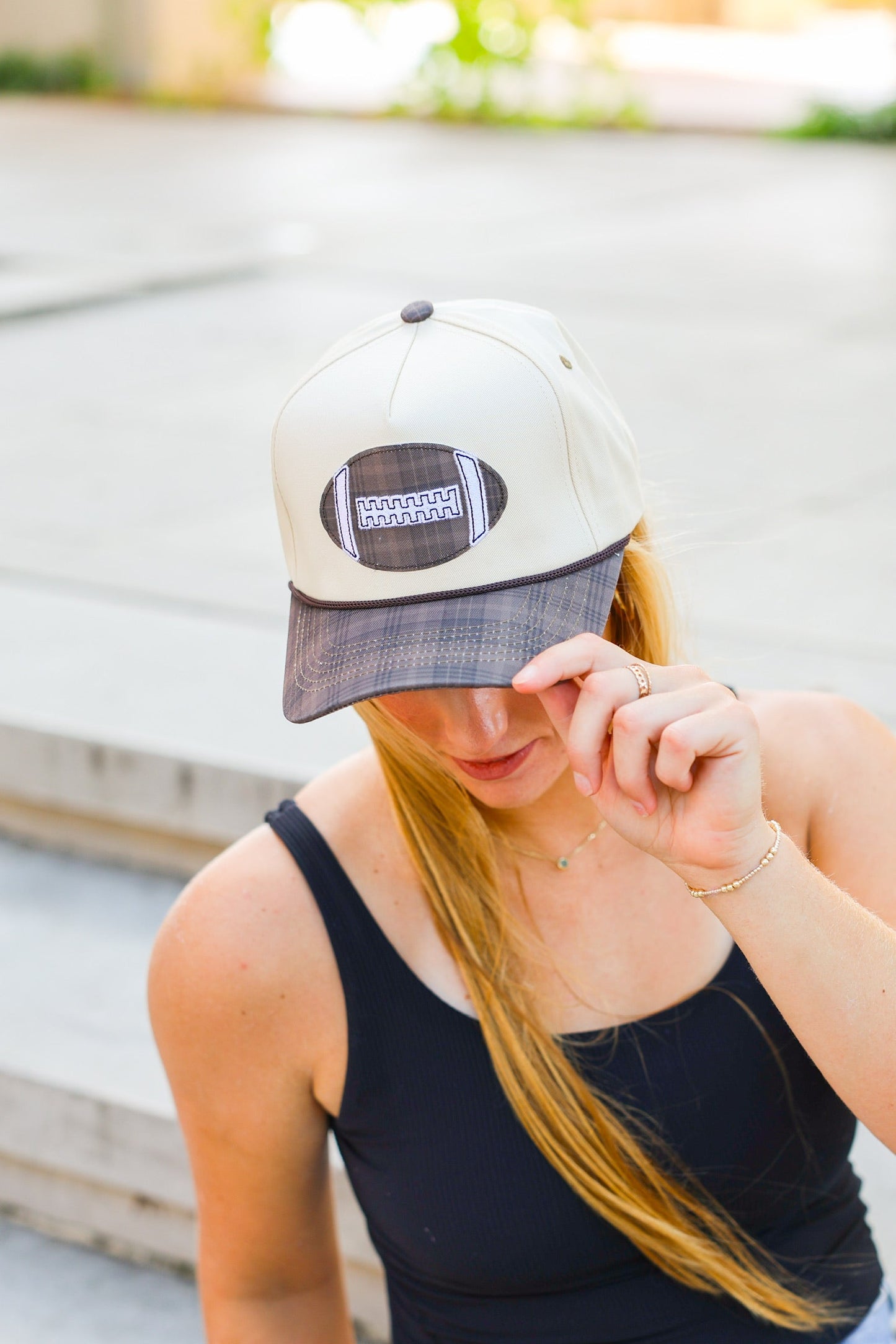 GINGHAM FOOTBALL CANVAS CAP