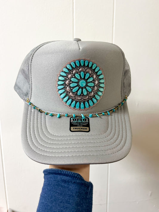 Turquoise Buckle Hat