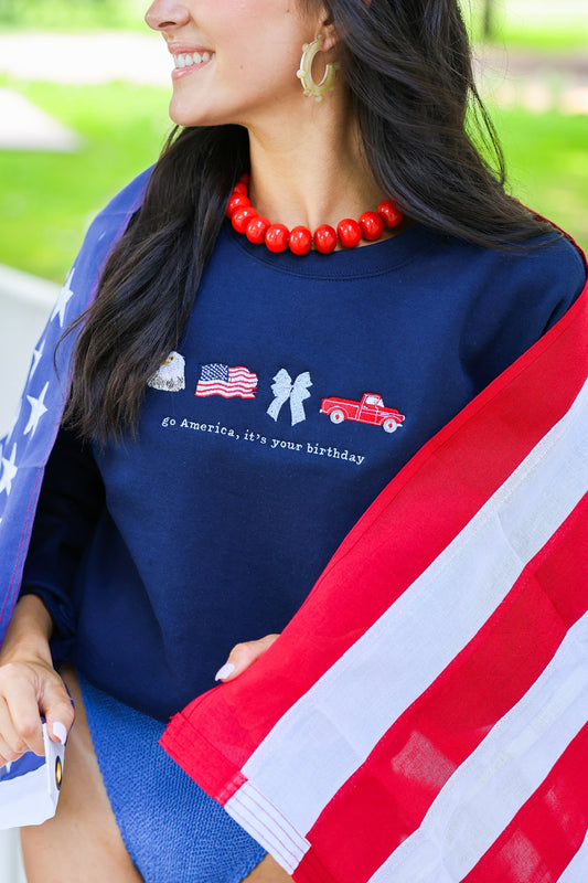 GO AMERICA, IT'S YOUR BIRTHDAY CREWNECK