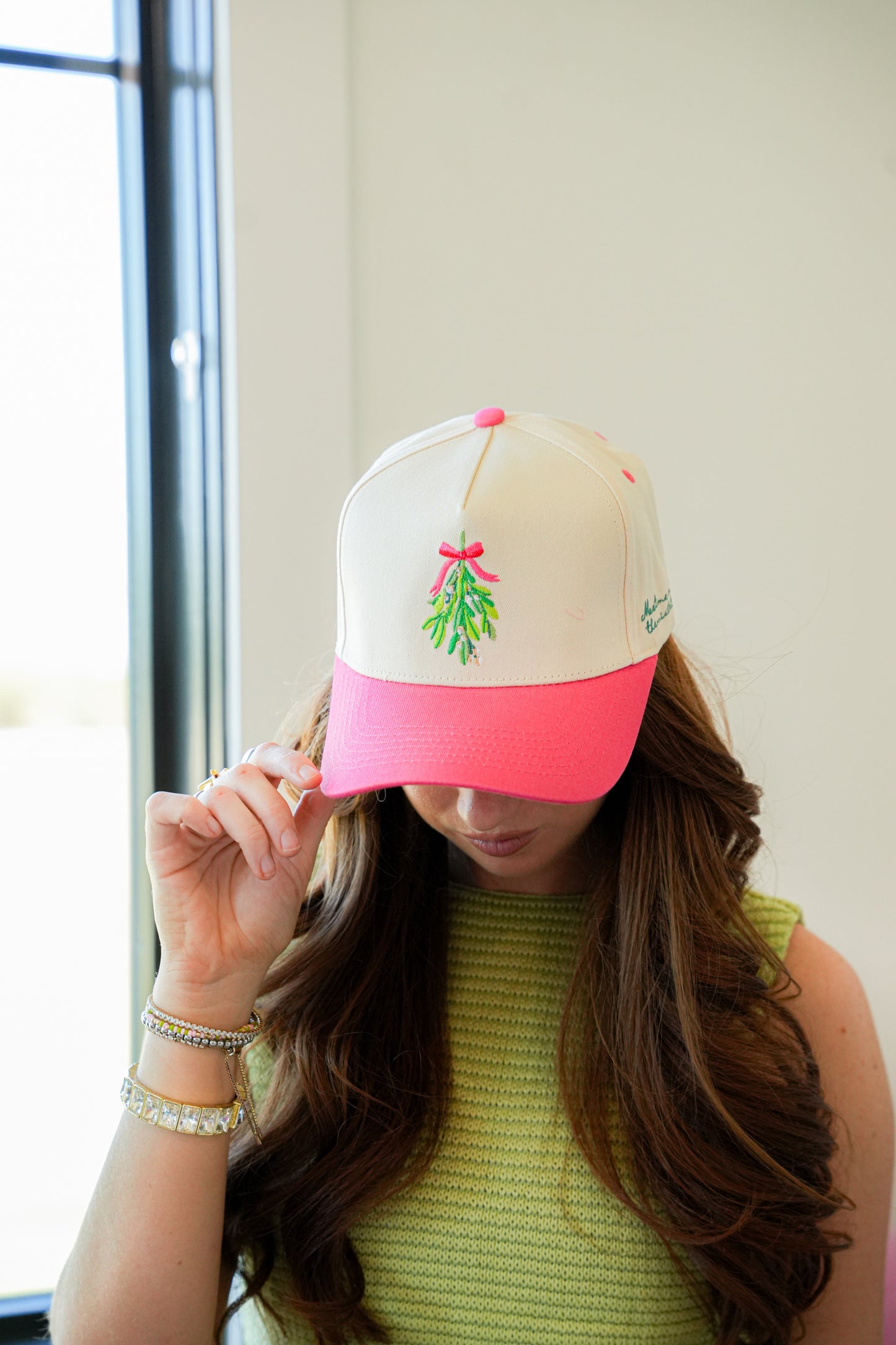 MEET ME UNDER THE MISTLETOE CANVAS CAP