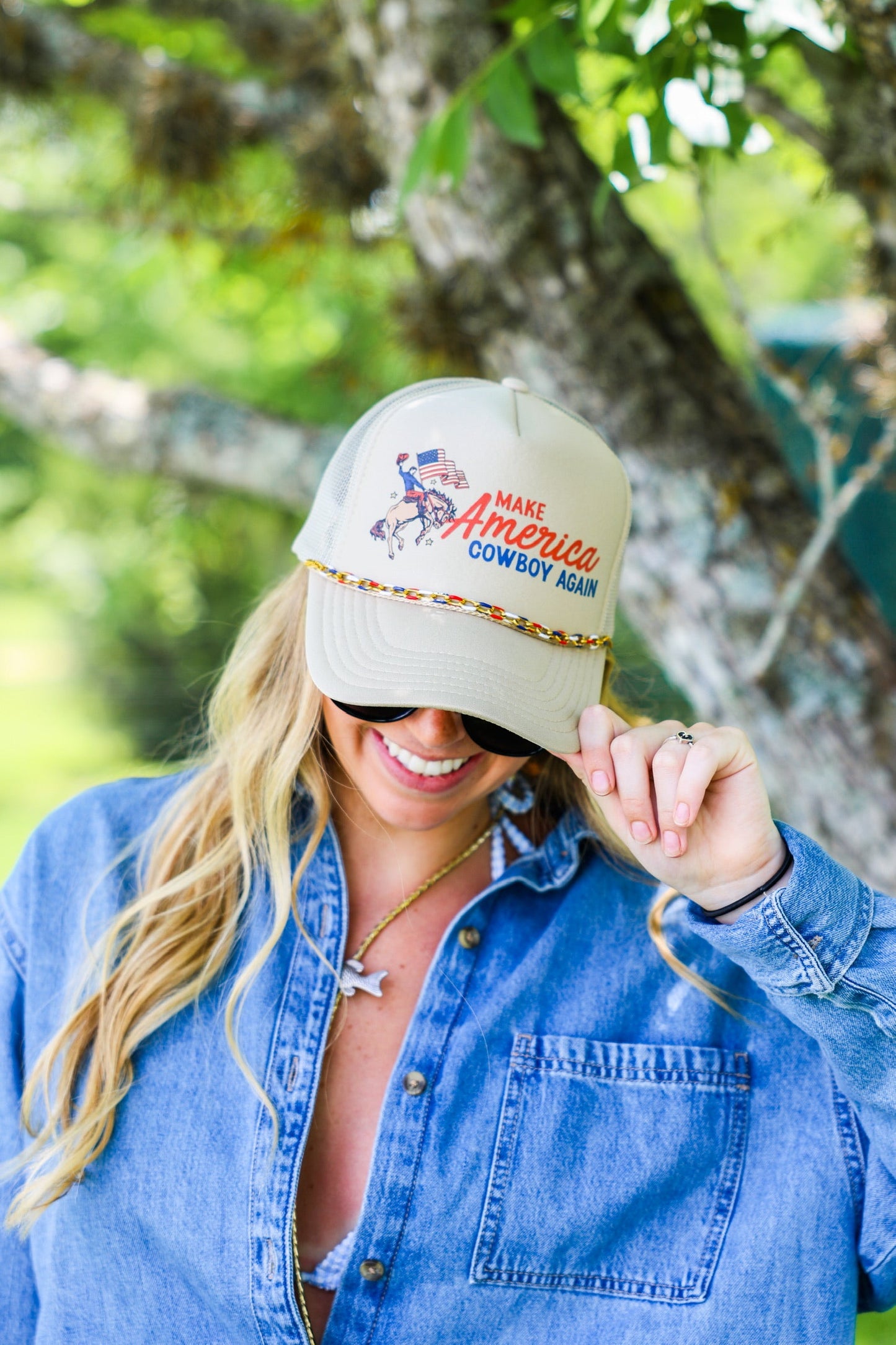 MAKE AMERICA COWBOY AGAIN TRUCKER HAT