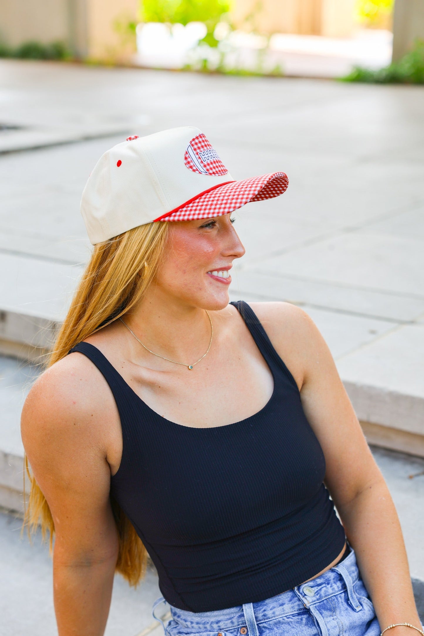 GINGHAM FOOTBALL CANVAS CAP