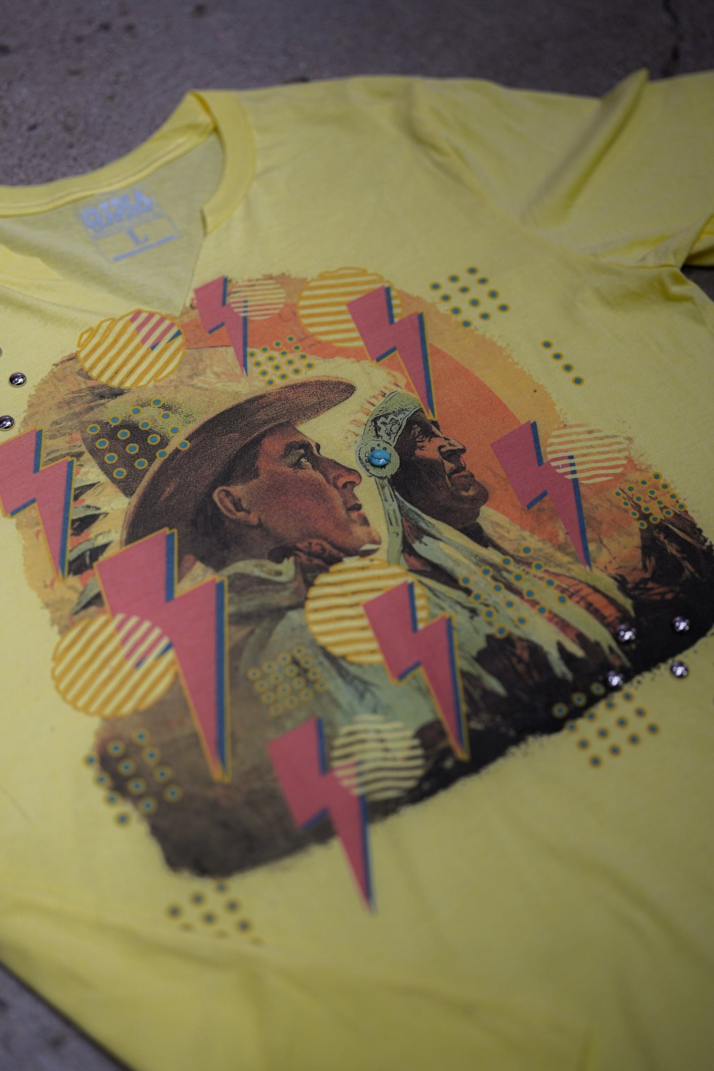 GINA PINK LABEL LIGHTNING COWBOY TEE