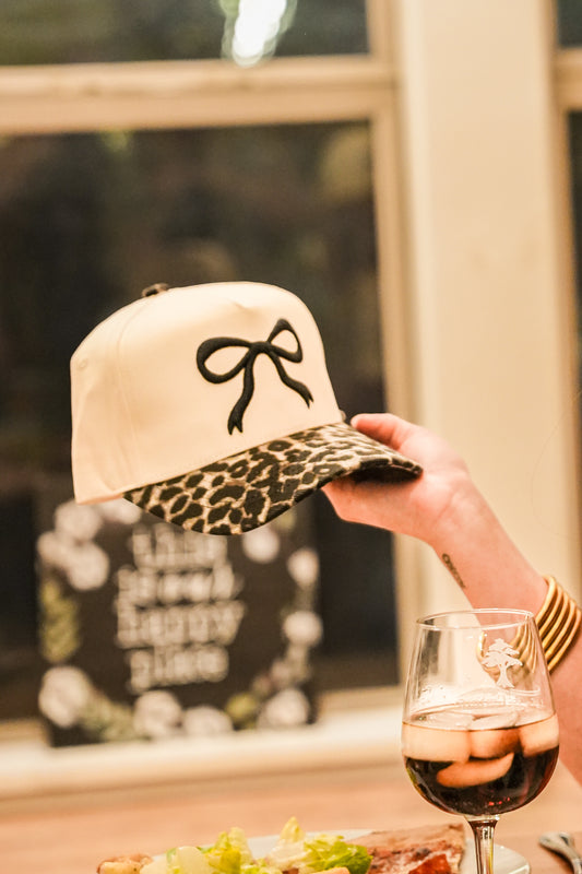 LEOPARD BOW CANVAS CAP