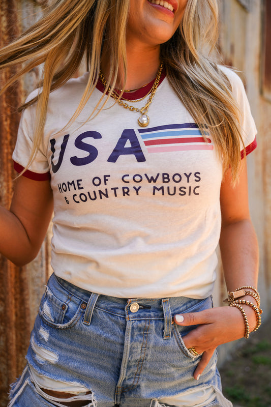 USA HOME OF THE COWBOYS TEE