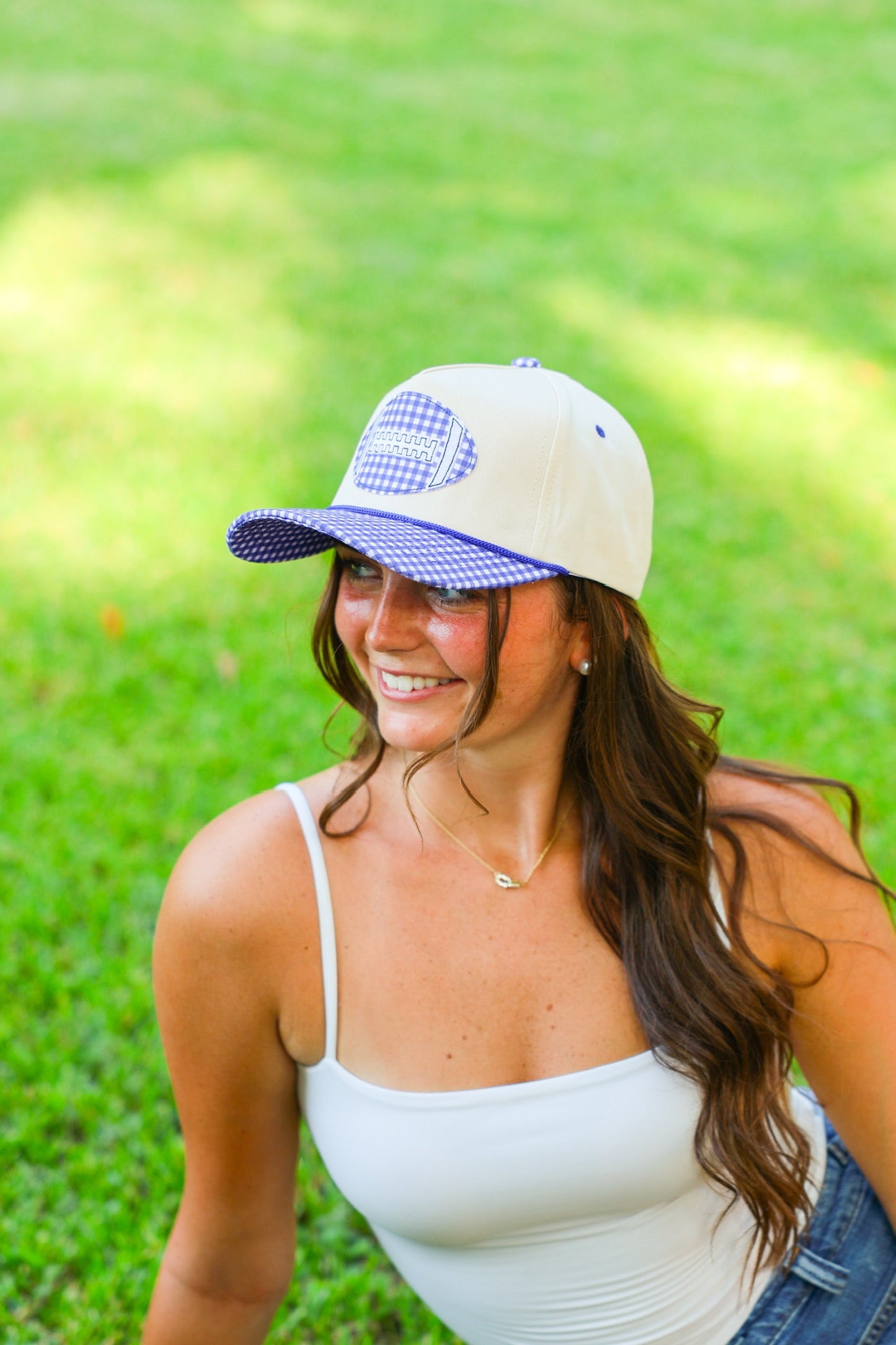 GINGHAM FOOTBALL CANVAS CAP
