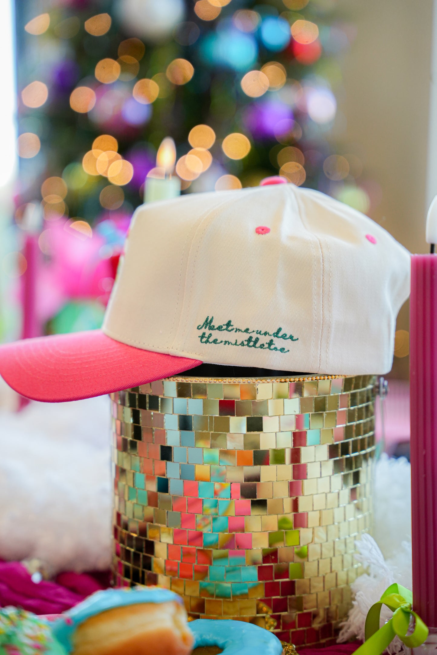 MEET ME UNDER THE MISTLETOE CANVAS CAP
