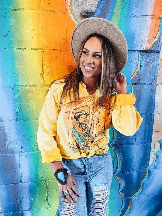GINA PINK LABEL HAY HORSE CREWNECK