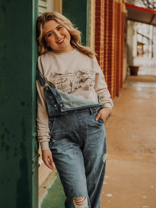 GINA DESERT COWBOY WESTERN SCENE CREWNECK