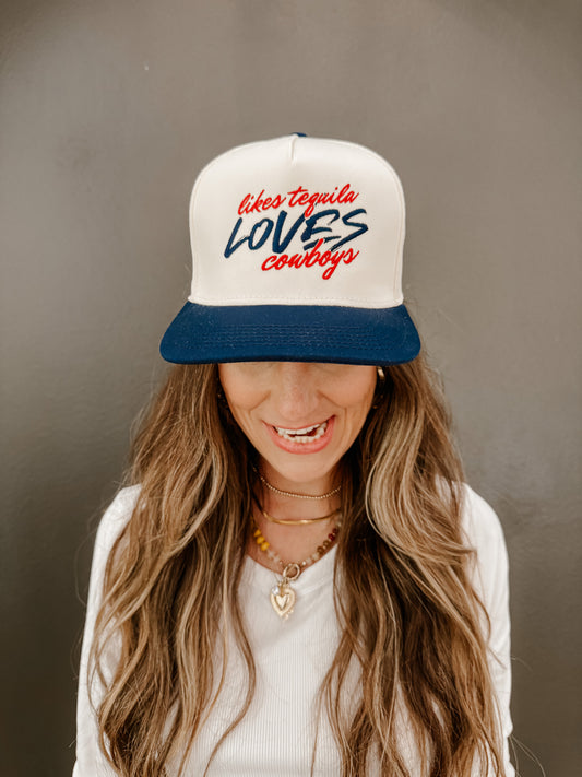 LIKES TEQUILA LOVES COWBOYS CANVAS CAP