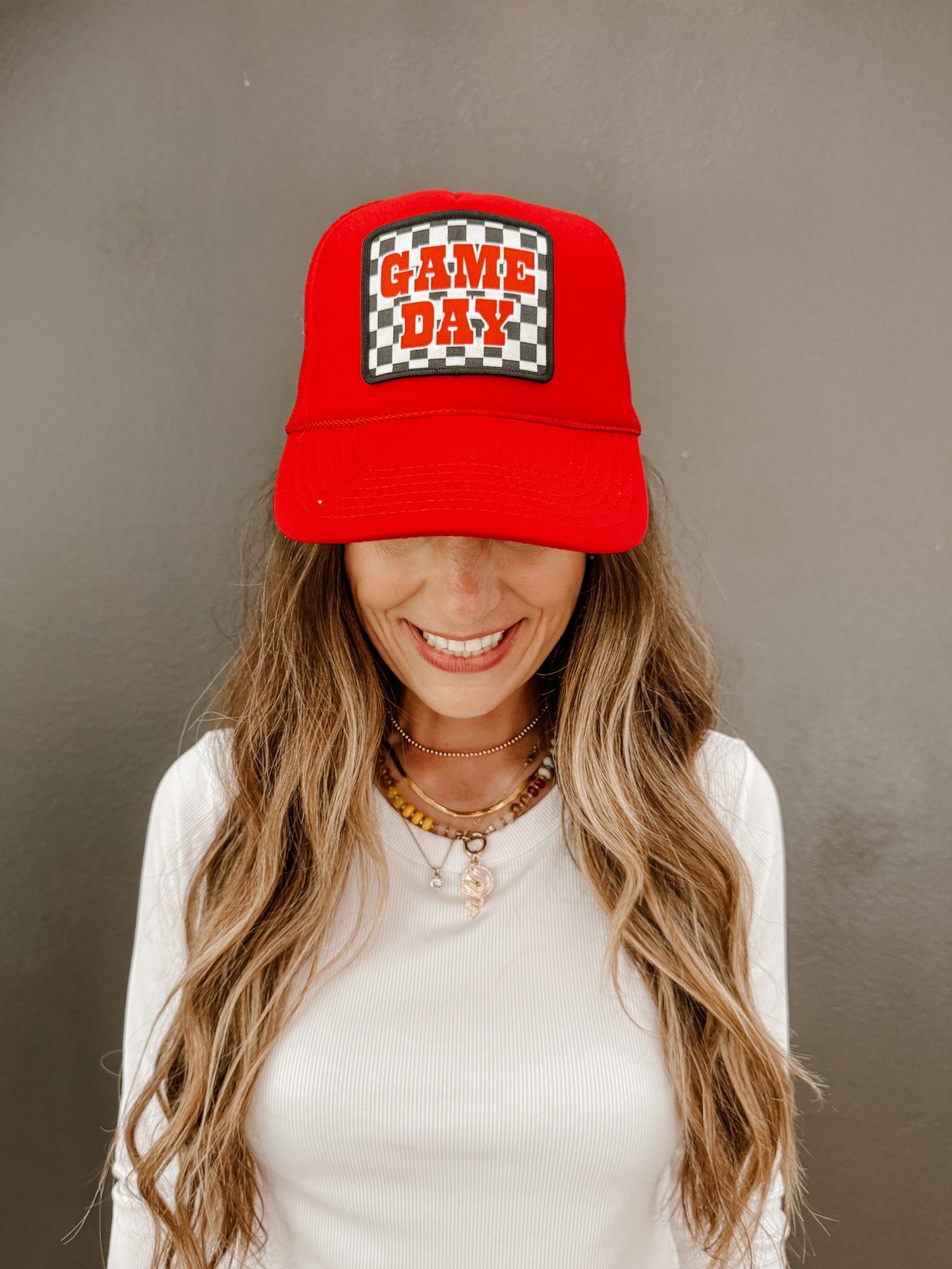 CHECKERED GAME DAY TRUCKER HAT