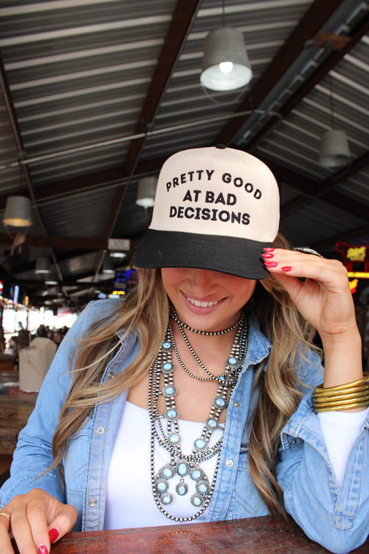 PRETTY GOOD AT BAD DECISIONS CANVAS CAP