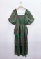 NUTCRACKER - HUNTER GREEN, CHRISTMAS PLAID, BUBBLE SLEEVE DRESS