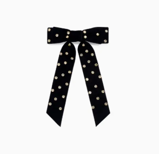 NUTCRACKER - BLACK VELVET WITH RHINESTONES BOW CLIP