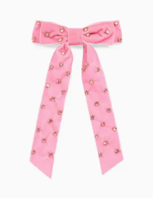 NUTCRACKER - PINK VELVET WITH RHINESTONES BOW CLIP