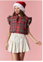 NUTCRACKER - HOLIDAY PLAID PADDED PUFFER VEST WITH SATIN BOW